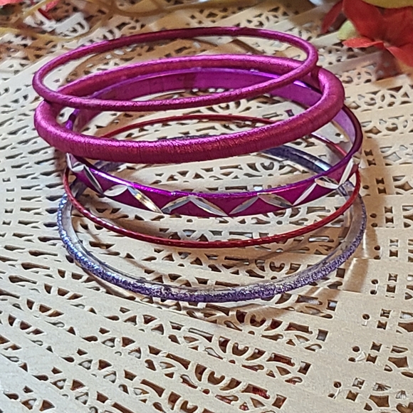 Jewelry - Elegant Purple and Red Bangle Set lot of bracelets super bright colors l…